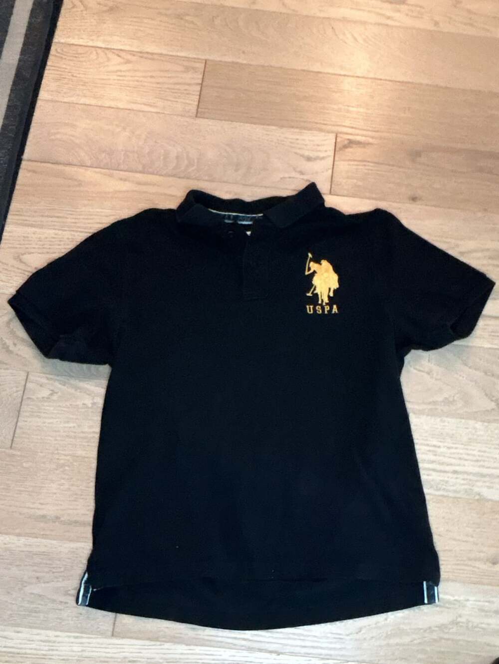 U.S. Polo Assn. Polo Shirt marked XL fits like medium/ large Black Gold Number 3